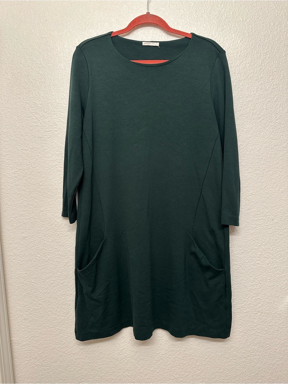 H&M Dark Green Three-Quarter Sleeve Shift Dress